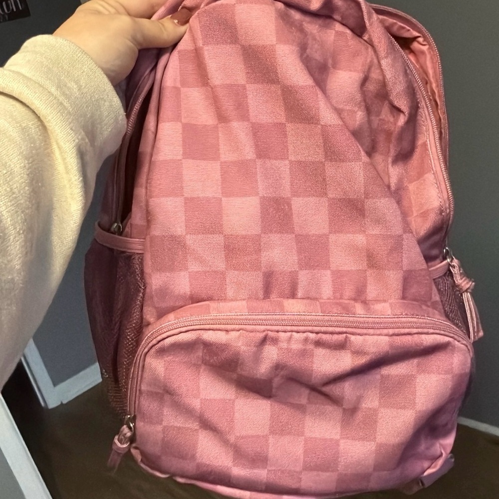 Pink Checkered Backpack